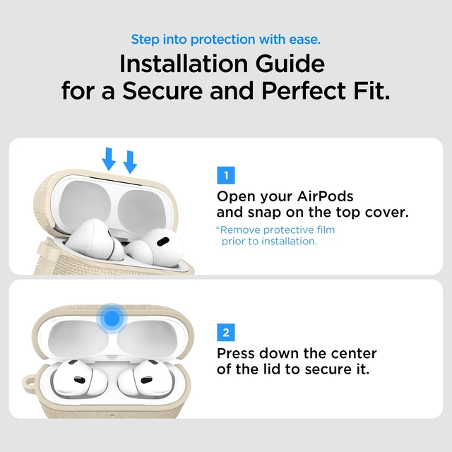 Alt view image 3 of 7 - Urban Fit Designed for AirPods Pro 3 Case (2025) Premium Nylon Fabric, Inner Suede Lining, Carabiner Included, Wireless Charging Compatible, Dune Beige