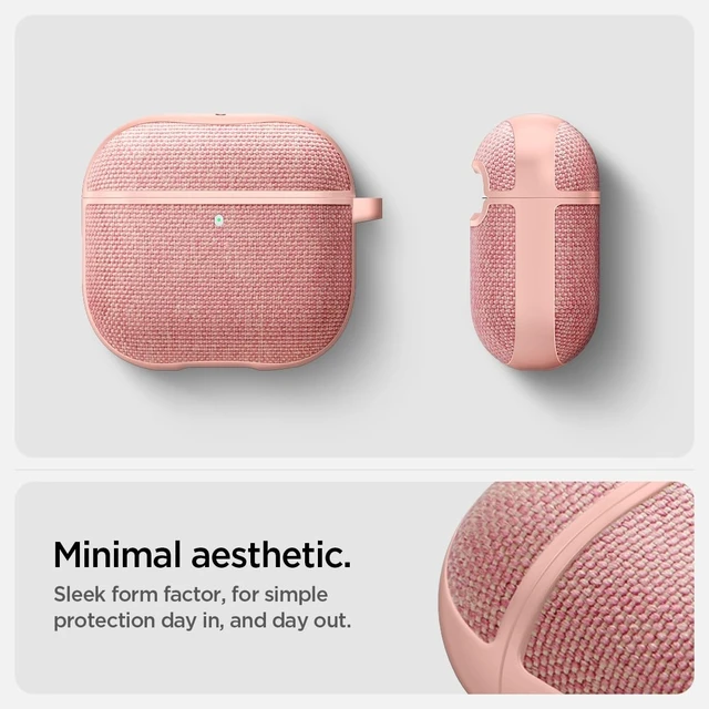 Alt view image 3 of 7 - Urban Fit Designed for AirPods 5 / AirPods 4 Case (2026/2024) Premium Nylon Fabric, Carabiner Included, Wireless Charging Compatible, Rose Gold