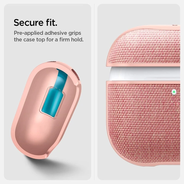 Alt view image 6 of 7 - Urban Fit Designed for AirPods 5 / AirPods 4 Case (2026/2024) Premium Nylon Fabric, Carabiner Included, Wireless Charging Compatible, Rose Gold