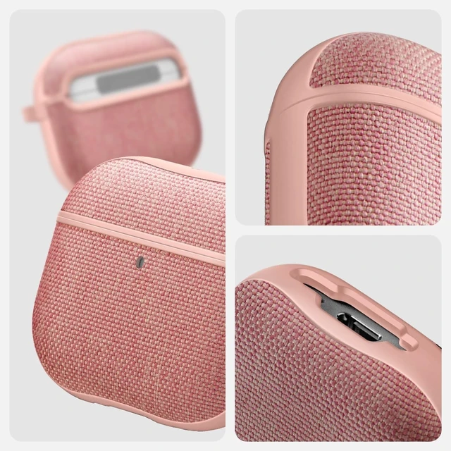 Alt view image 7 of 7 - Urban Fit Designed for AirPods 5 / AirPods 4 Case (2026/2024) Premium Nylon Fabric, Carabiner Included, Wireless Charging Compatible, Rose Gold