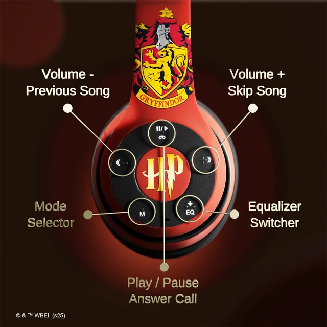 Alt view image 5 of 7 - Harry Potter Gryffindor Bluetooth Headphones with Built in Mic Officially Licensed Wireless Headphones, Foldable Headset Harry Potter Gifts for Women, Men, Teens, Kids & All Fans of Gryffindor