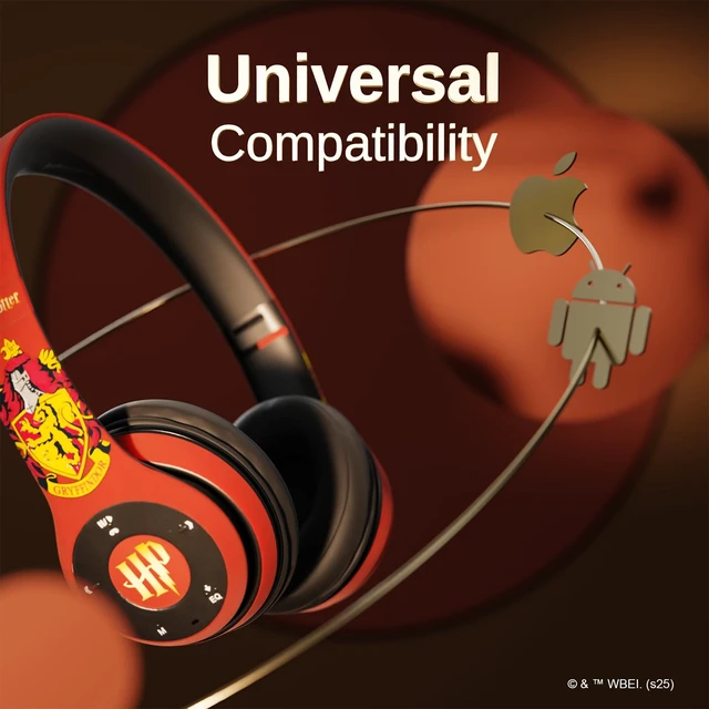 Alt view image 4 of 7 - Harry Potter Gryffindor Bluetooth Headphones with Built in Mic Officially Licensed Wireless Headphones, Foldable Headset Harry Potter Gifts for Women, Men, Teens, Kids & All Fans of Gryffindor