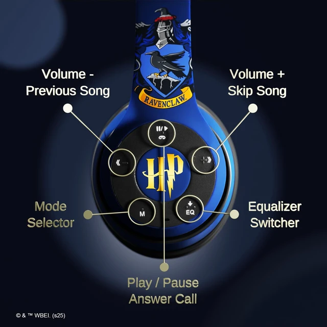 Alt view image 5 of 7 - Harry Potter Ravenclaw Bluetooth Headphones with Built in Mic Officially Licensed Wireless Headphones, Foldable Headset Harry Potter Gifts for Women, Men, Teens, Kids & All Fans of Ravenclaw
