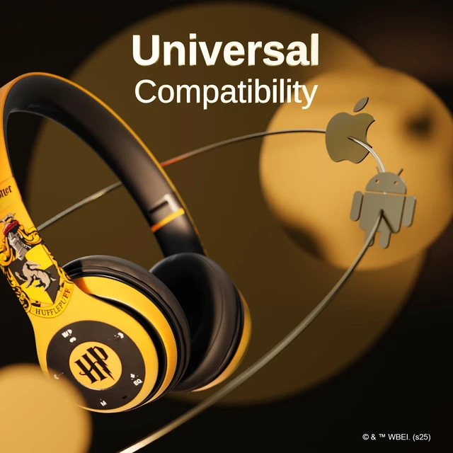 Alt view image 4 of 7 - Harry Potter Hufflepuff Bluetooth Headphones with Built in Mic Officially Licensed Wireless Headphones, Foldable Headset Harry Potter Gifts for Women, Men, Teens, Kids & All Fans of Hufflepuff