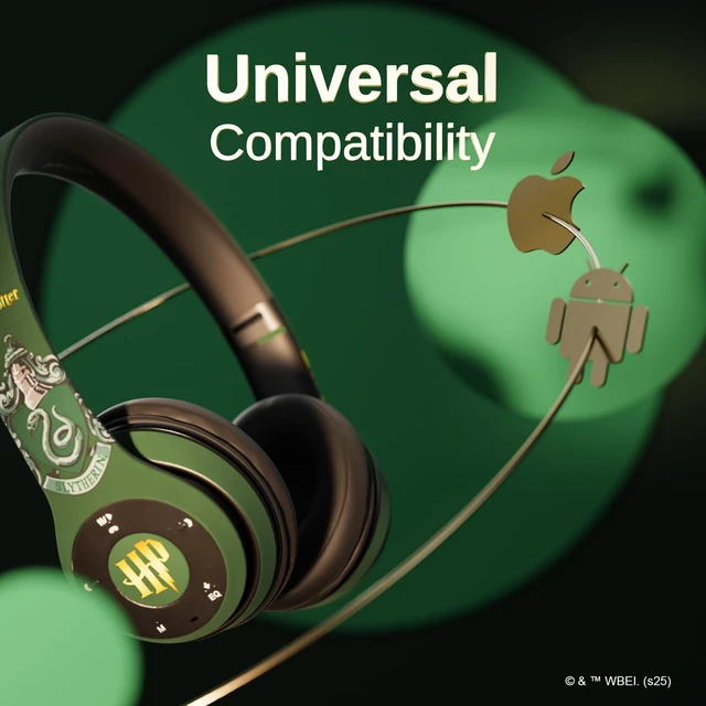 Alt view image 4 of 7 - Harry Potter Slytherin Bluetooth Headphones with Built in Mic Officially Licensed Wireless Headphones, Foldable Headset Harry Potter Gifts for Women, Men, Teens, Kids & All Fans of Slytherin