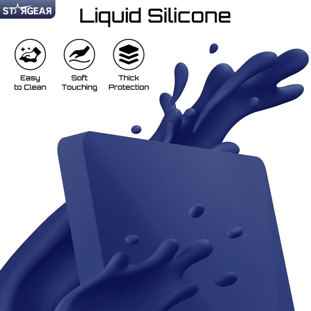 Alt view image 4 of 7 - for Starlink Mini Case, Mini Protective Cover Liquid Silicone Case Starlink Mini Satellite Dish Accessories, Portable Protective Cover Shell for Starlink with Black Sticker, Navy Blue