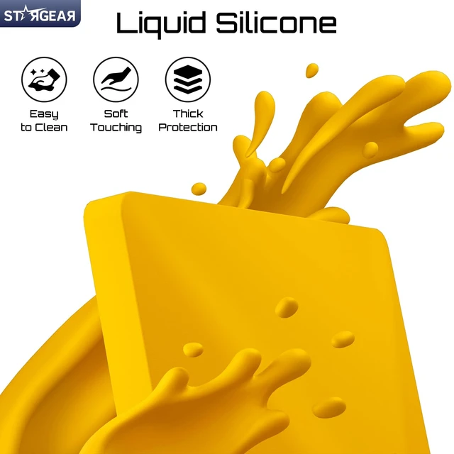 Alt view image 3 of 7 - for Starlink Mini Case, Starlink Mini Shockproof Protective Cover Liquid Silicone Case for Starlink Satellite Dish, Portable Protective Cover with Black Sticker, Safety Yellow