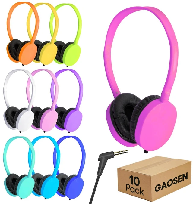Main image of Gaosen 10 Pack Kids Headphones Bulk for School Classroom, Multi Color Wired Headphones Class Set for Students Children Adults, On-Ear 3.5mm Jack (Mixed, 10 Pack)