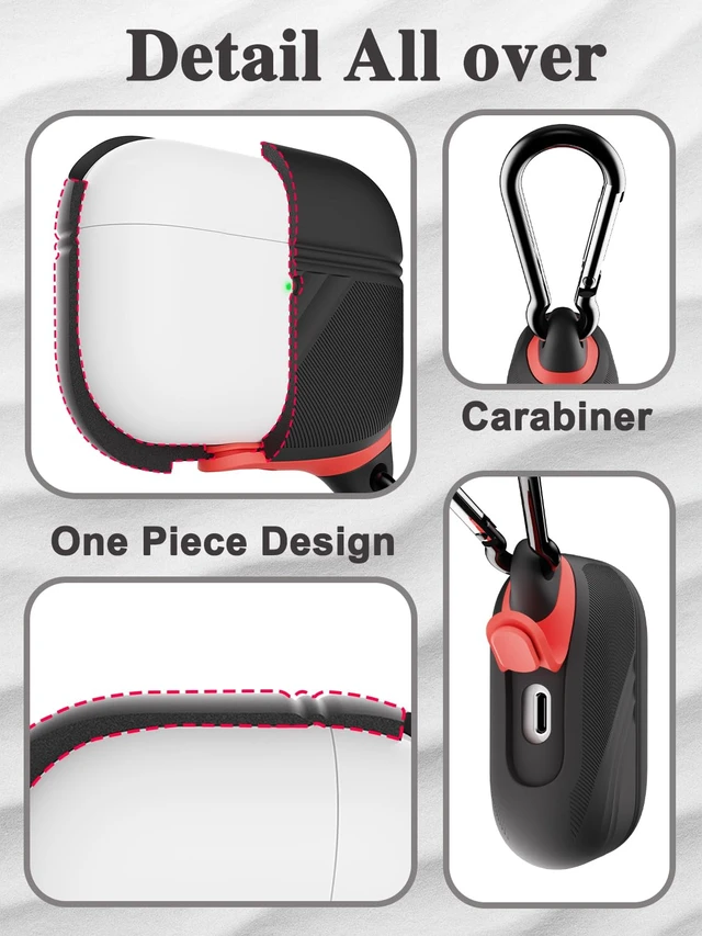 Alt view image 4 of 6 - for AirPods Pro 3 Case Silicone - Waterproof, Shockproof, Drop Protection Textured Design, Wireless Charging Supported, One-Piece Folding Design with Carabiner for Apple AirPods Pro 3rd Gen - Black