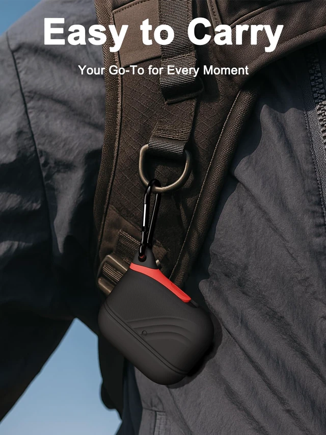 Alt view image 6 of 6 - for AirPods Pro 3 Case Silicone - Waterproof, Shockproof, Drop Protection Textured Design, Wireless Charging Supported, One-Piece Folding Design with Carabiner for Apple AirPods Pro 3rd Gen - Black
