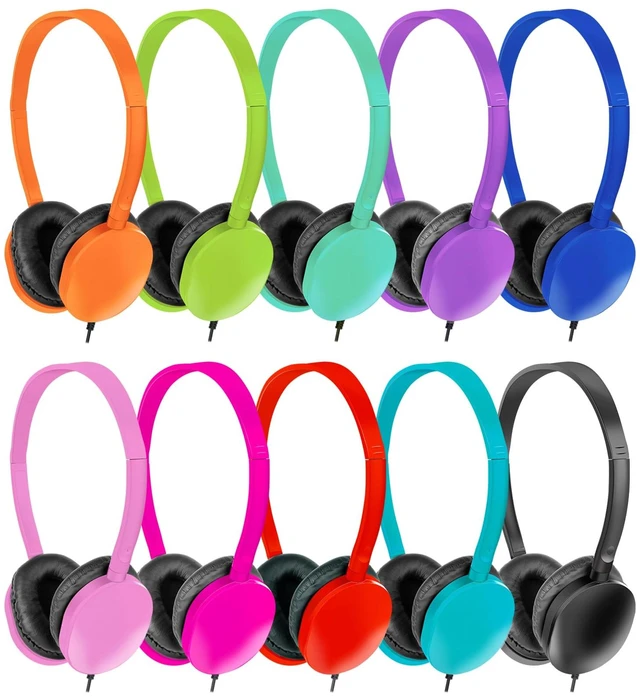 Main image of Headphones Bulk 15 Pack for School Classroom Student Boys Girls Teen Computer Earphones Class Set of Headphones for Students Adult Online Lesson and Testing 3.5mm Jack Multi Color