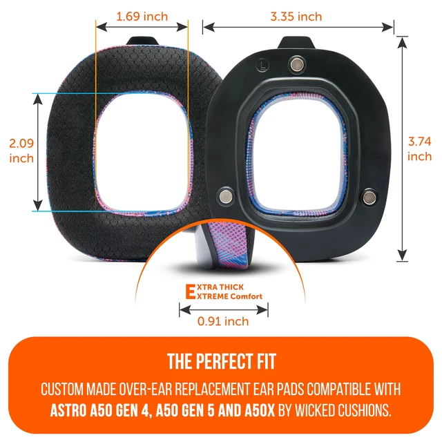 Alt view image 5 of 7 - Freeze A50 - Cooling Gel Earpads for Astro A50 Gen 4, Gen 5 & A50X Made by Wicked Cushions Improved Durability, Thickness & Sound Isolation Speed Racer