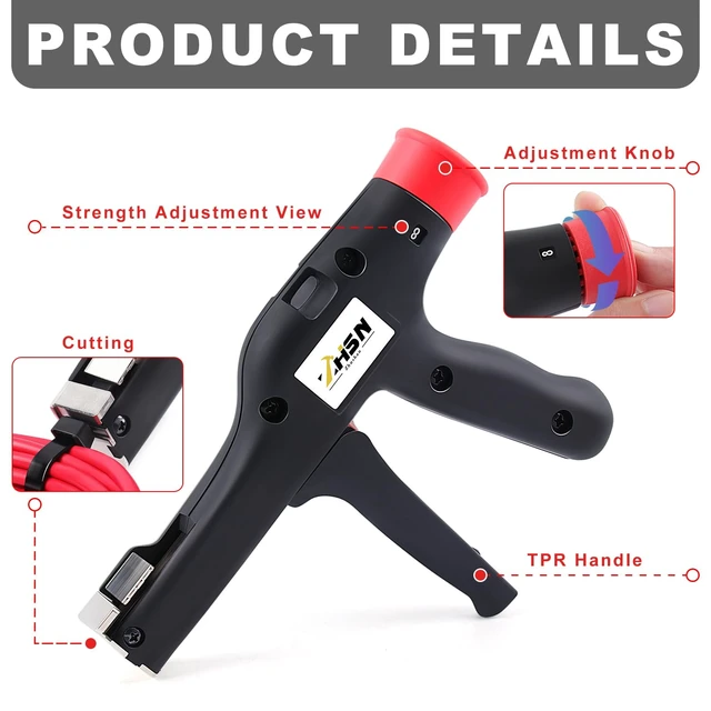 Alt view image 3 of 7 - Cable Tie Tool: Fasten and Cut Cables with Ease - Fits 2.8mm~12mm Nylon Ties