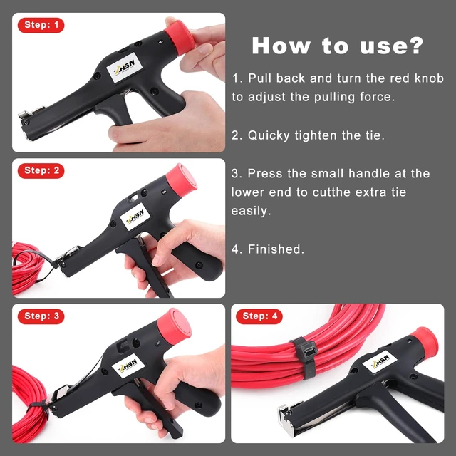 Alt view image 5 of 7 - Cable Tie Tool: Fasten and Cut Cables with Ease - Fits 2.8mm~12mm Nylon Ties