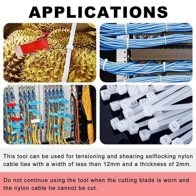 Alt view image 7 of 7 - Cable Tie Tool: Fasten and Cut Cables with Ease - Fits 2.8mm~12mm Nylon Ties