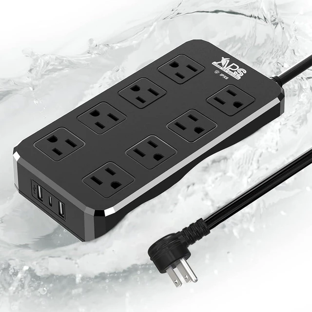 Main image of Outdoor Power Strip Weatherproof Waterproof 8 Outlet 3 USB 6FT Outdoor Extension Cord with Multiple Outlets, Wall Mountable Outlet Extender Heavy Duty 13A for Patio Garden RV Christmas