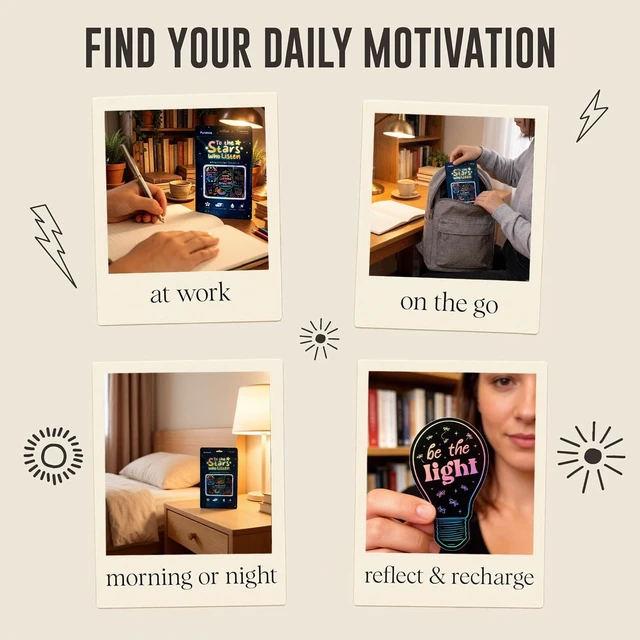 Alt view image 4 of 7 - 200 PCS Holographic Positive Affirmation Stickers - to The Stars Who Listen By - Lumina Series- Neon Inspirational Boost Stress Relief Sticker for Journaling & Laptop, Phone, Water Bottle