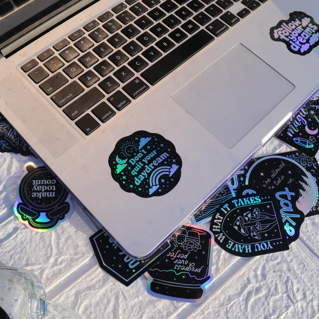 Alt view image 5 of 7 - 200 PCS Holographic Positive Affirmation Stickers - to The Stars Who Listen By - Lumina Series- Neon Inspirational Boost Stress Relief Sticker for Journaling & Laptop, Phone, Water Bottle
