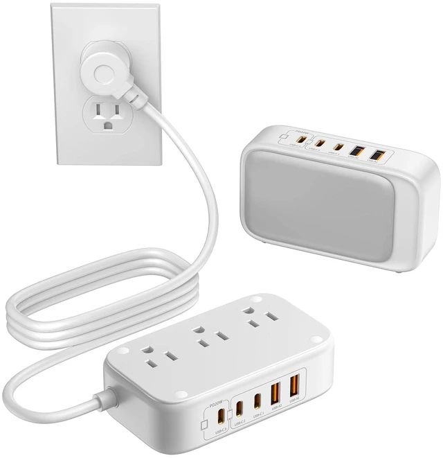 Main image of 5FT Portable USB C Power Strip USB Ports Extension Cord PD 20W Flat Wall Plug Charger Multipl Outlets with 2500W AC Outlets, 3 USB-C Ports, 2 USB-A Ports for Home/Office/Travel