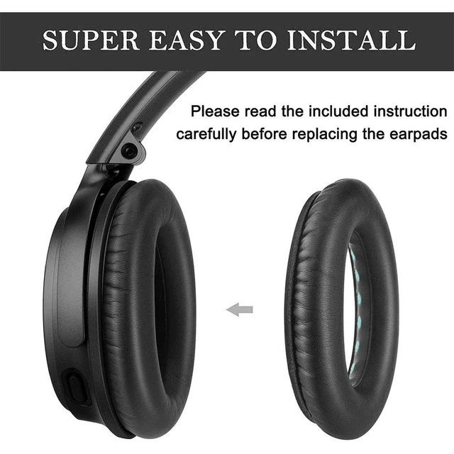 Alt view image 3 of 7 - Headphones Replacement Ear Pads for Bose QuietComfort 35 QC35 & QC35 II Premium Memory Foam, Soft Protein Leather, Enhanced Noise Isolation, Easy Install, Comfortable & Durable (Blue)