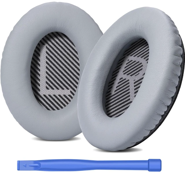 Main image of Headphones Replacement Ear Pads for Bose QuietComfort 35 QC35 & QC35 II Premium Memory Foam, Soft Protein Leather, Enhanced Noise Isolation, Easy Install, Comfortable & Durable (Silver)