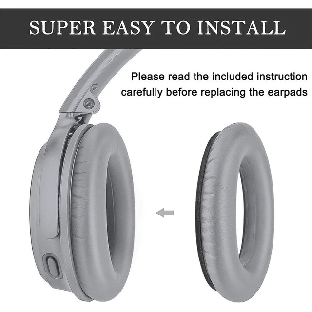Alt view image 3 of 7 - Headphones Replacement Ear Pads for Bose QuietComfort 35 QC35 & QC35 II Premium Memory Foam, Soft Protein Leather, Enhanced Noise Isolation, Easy Install, Comfortable & Durable (Silver)