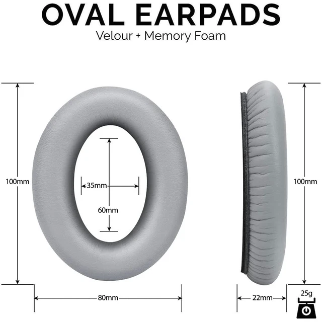 Alt view image 5 of 7 - Headphones Replacement Ear Pads for Bose QuietComfort 35 QC35 & QC35 II Premium Memory Foam, Soft Protein Leather, Enhanced Noise Isolation, Easy Install, Comfortable & Durable (Silver)