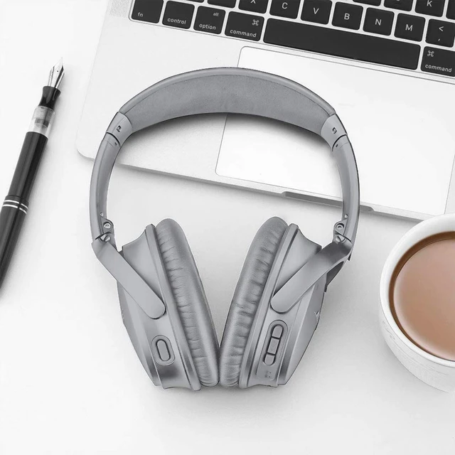 Alt view image 7 of 7 - Headphones Replacement Ear Pads for Bose QuietComfort 35 QC35 & QC35 II Premium Memory Foam, Soft Protein Leather, Enhanced Noise Isolation, Easy Install, Comfortable & Durable (Silver)
