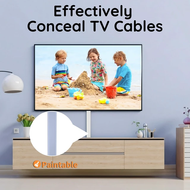 Alt view image 5 of 7 - 236in Cord Hider, Professional Cable Cover Kit for Wall, TV Wire Hider for Wall Mounted TV, Raceway Cover on Management Wires, Cable Concealer, 0.59'' H x 0.40'' W, White