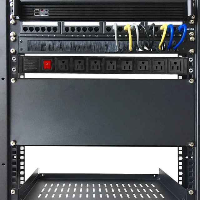 Alt view image 7 of 7 - Power Strip Surge Protector Rack-Mount PDU, 8 Right Angle Outlets Wide-Spaced, Mountable Power Strip Heavy Duty for Server Racks, Commercial, 300J (Black 10FT)