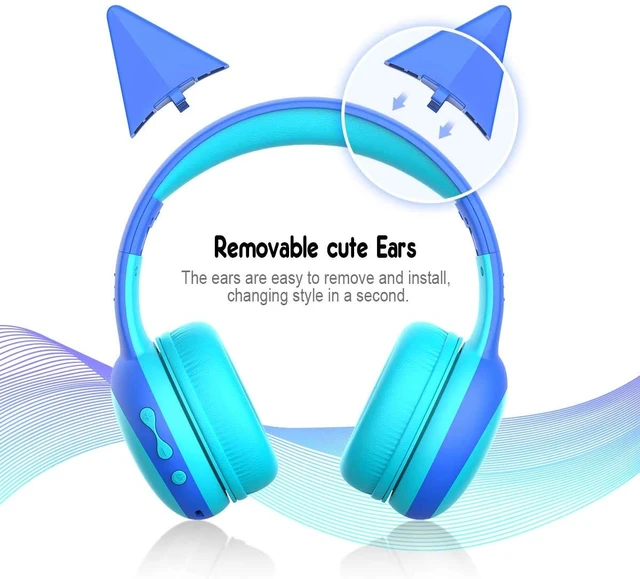 Alt view image 5 of 7 - Kids Bluetooth Headphones, Portable Wireless Headset for Kids, Bluetooth 5.3, Over-Ear Toddler Headphones with Microphone, 85dB Volume Limited, 40 Hours Playtime (Pink+Blue)