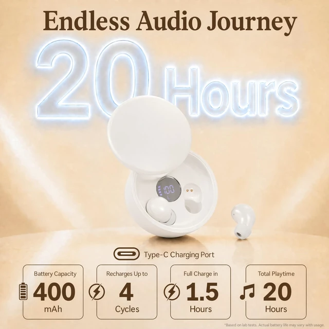 Alt view image 5 of 7 - Mini Invisible Bluetooth Earbuds, Wireless for Small Ears (White) SK26 tiny hidden ear buds with premium sound quality, one-step auto pairing, lightweight low-profile fit for all-day wear