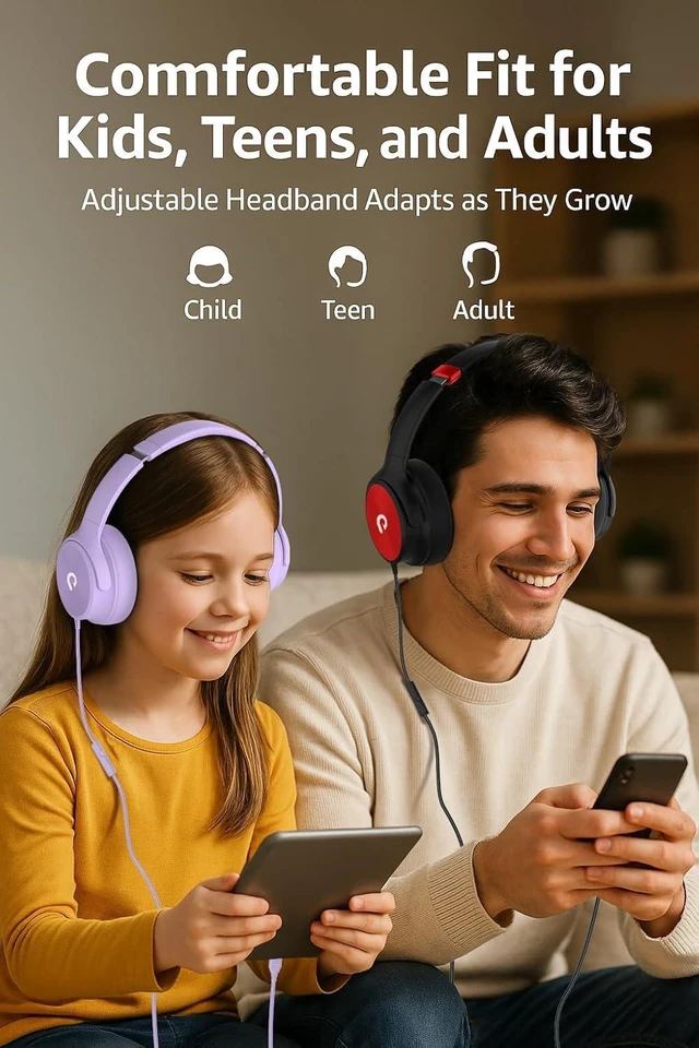 Alt view image 4 of 7 - USB C Wired Over-Ear Headphones with Mic, Hi-Fi Stereo Sound, Noise-Isolating Ear Cups, Comfortable Fit for iPhone15/16, Samsung Galaxy S24/S23, Type-C Phones & Tablets (White)