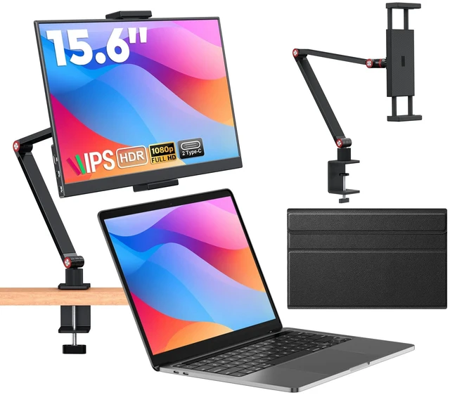 Main image of 15.6 Portable Monitor with Adjustable Stand, Smart Cover, 1080P IPS Screen Screen Extender, USB-C/HDMI Port, Ultra Slim Travel Monitor with Eye Protection, Plug and Play for Laptop/PC/Mac/Android/PS5