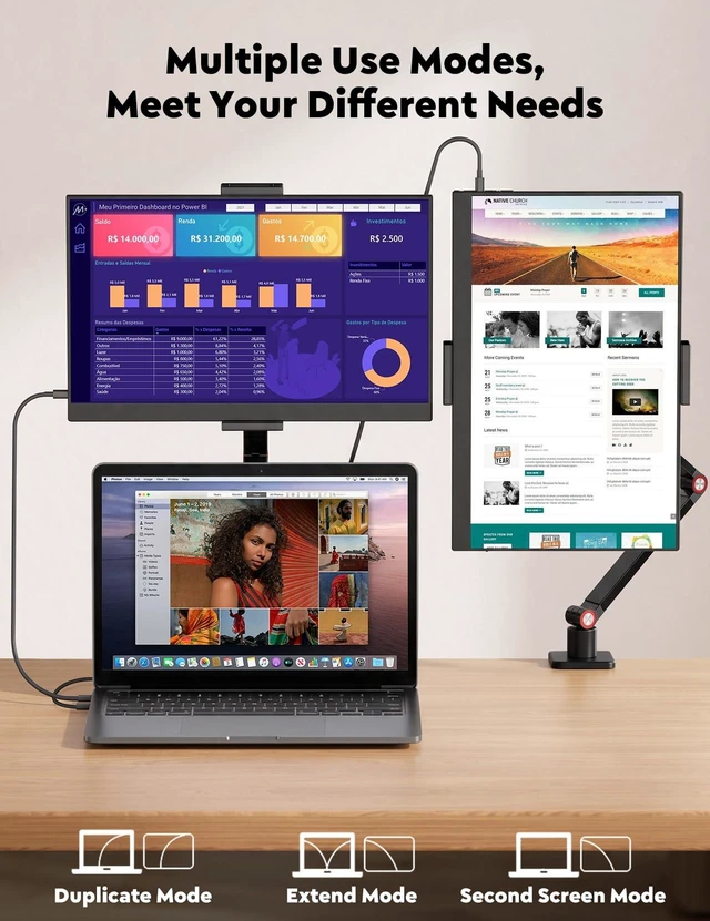 Alt view image 5 of 7 - 15.6 Portable Monitor with Adjustable Stand, Smart Cover, 1080P IPS Screen Screen Extender, USB-C/HDMI Port, Ultra Slim Travel Monitor with Eye Protection, Plug and Play for Laptop/PC/Mac/Android/PS5