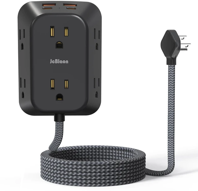 Main image of Outlet Extender Surge Protector, 6 Outlet Splitter with 4 USB Ports (2 USB C), 4 Sided 1050 J Multi Plug Wall Adapter Power Strip for Home Office Kitchen Travel