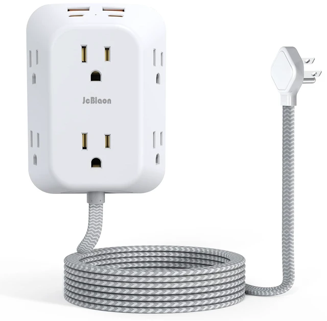 Main image of Surge Protector Outlet Extender, 6 Outlet Splitter with 4 USB Ports (2 USB C), 4 Sided 1050 J Multi Plug Wall Adapter Power Strip for Home Office Kitchen Travel