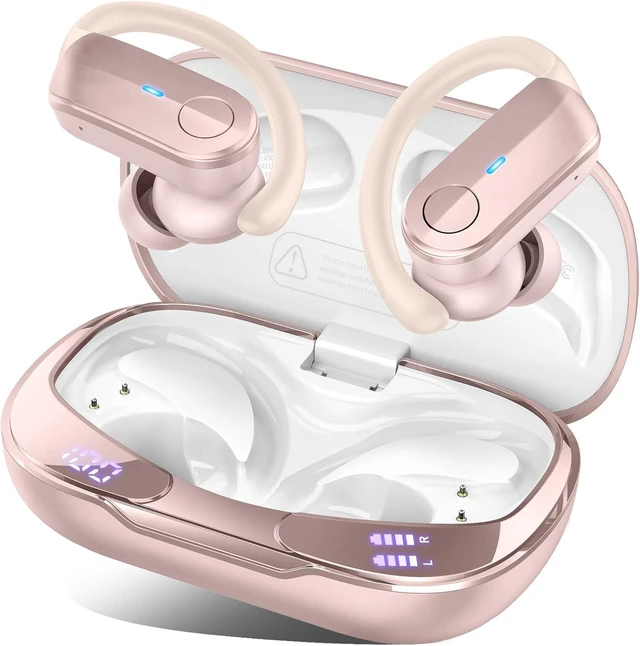 Main image of Sport Wireless Earbuds with Earhooks, 70H Playtime, IPX8 Waterproof Bluetooth 5.4, 4 ENC Microphones, Deep Bass Sound, LED Display, USB-C Fast Charging, Secure Fit For Running, Gym And Workouts