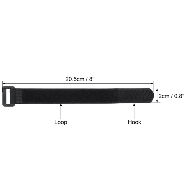 Alt view image 3 of 7 - 20 Pack 0.8 x 8 In Small Hook and Loop Tie Down Straps Heavy Duty Durable Nylon, Reusable, Black, Functional Adjustable Fastening Cinch Strap Cable Cord for Home, Office, Workspace, Outdoor