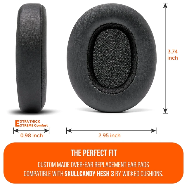 Alt view image 5 of 7 - PadZ Crusher Evo - Earpads for Skullcandy Crusher Evo & Hesh ANC Made by Wicked Cushions Also fits Crusher Wireless & More, Enhanced Comfort & Sound Isolation Black