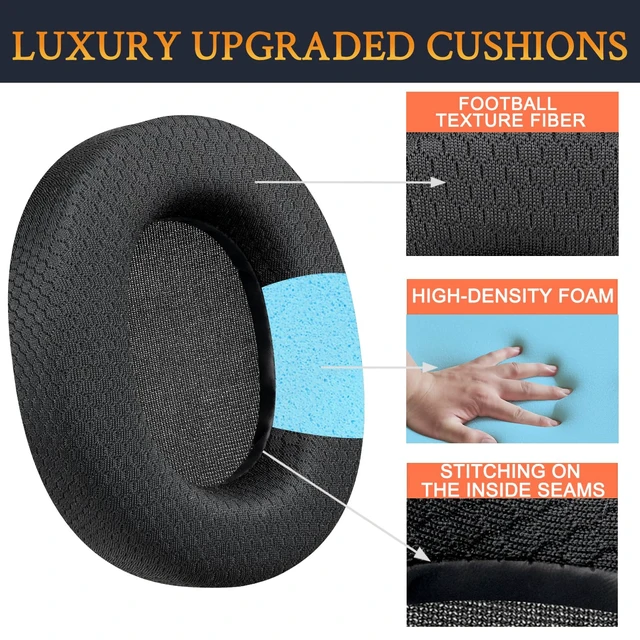 Alt view image 4 of 7 - Earpads for SteelSeries Arctis 7/9/5/3/1 (Not Fit Nova) - Black Also for Arctis 7/7+/7P/7X, Arctis Pro, Arctis 9/9X, Arctis 5/3/1, Arctis Prime - Ear Pads Cushions Replacement