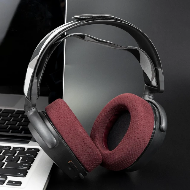 Alt view image 3 of 7 - Earpads for SteelSeries Arctis 7/9/5/3/1 (Not Fit Nova) - Burgundy Also for Arctis 7/7+/7P/7X, Arctis Pro, Arctis 9/9X, Arctis 5/3/1, Arctis Prime - Ear Pads Cushions Replacement