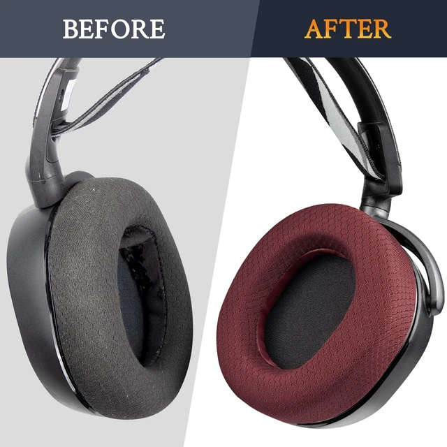 Alt view image 6 of 7 - Earpads for SteelSeries Arctis 7/9/5/3/1 (Not Fit Nova) - Burgundy Also for Arctis 7/7+/7P/7X, Arctis Pro, Arctis 9/9X, Arctis 5/3/1, Arctis Prime - Ear Pads Cushions Replacement