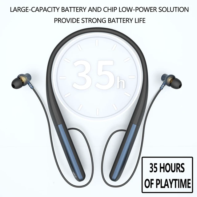 Alt view image 5 of 7 - Sports Wireless Earphones, Bluetooth 6.0 Neckband Earbuds for 35 Hours of Playback, LED Power Display, Neck-Wrapping Earbuds with Ai Voice Control, for Gym Phone Music Exercise. (A18)