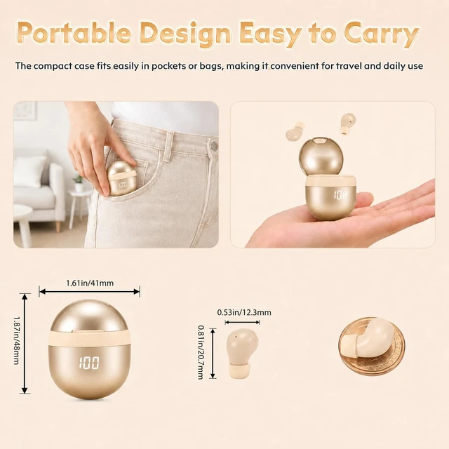 Alt view image 6 of 7 - Invisible Mini Sleep Earbuds Bluetooth 6.0 for Side Sleepers and Small Ears Skin Tone Low Profile Design, Ultra Light 0.08oz, No Low Battery Beeps, Comfortable Sleep Headphones for Bedtime Work Travel