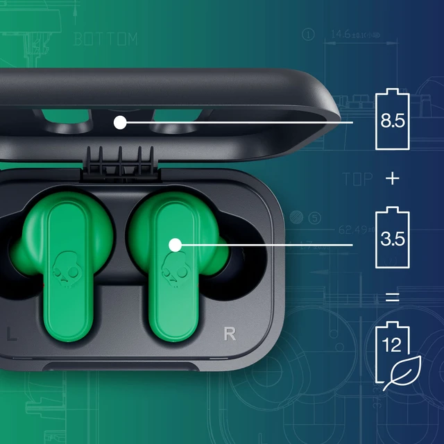 Alt view image 4 of 6 - Dime 2 Wireless In-Ear Bluetooth Earbuds - Dark Blue/Green Bluetooth, Noise Isolating Fit, 12 Hours Battery, Microphone for iPhone Android, Easy Carry with Integrated Lanyard