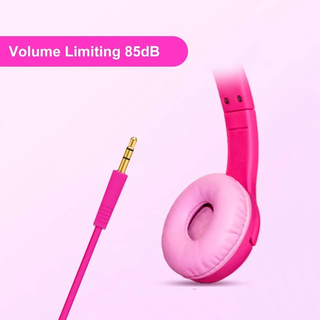 Alt view image 3 of 7 - Kids Wired Headphones with Mic, LED Cat Ears Headset, Dual Audio Jack Kitty Headphones with cord, Wired kawaii earphones for toddlers, tablets, Volume limited; Adjustable headband; Comfortable
