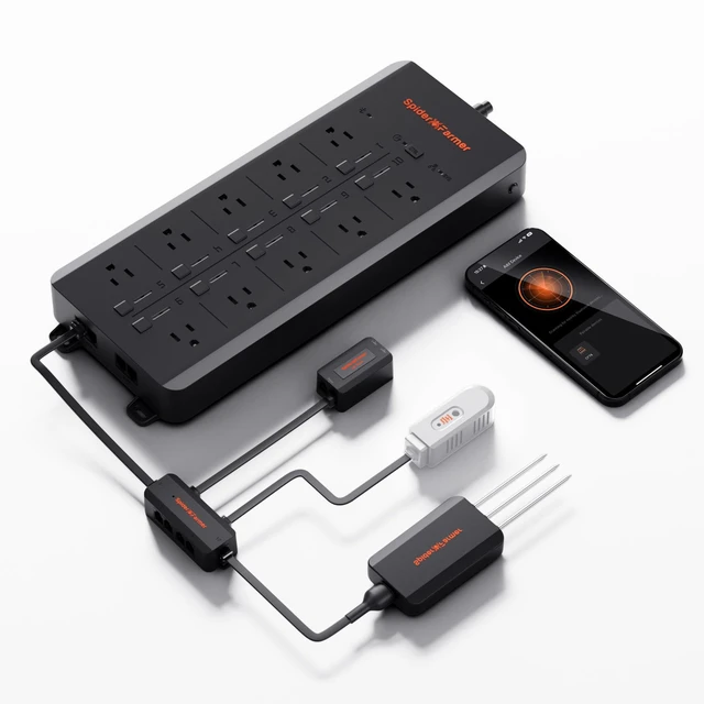 Main image of GGS AC10 Power Strip Kits 10 AC APP-Based Controls Outlets with 3 in 1 Soil Sensor, Temp Humid Light Sensor, Light Adapter, 10-port Pro Adapter, for Indoor Grow Tent Plants Garden Room
