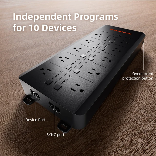 Alt view image 5 of 7 - GGS AC10 Power Strip Kits 10 AC APP-Based Controls Outlets with 3 in 1 Soil Sensor, Temp Humid Light Sensor, Light Adapter, 10-port Pro Adapter, for Indoor Grow Tent Plants Garden Room