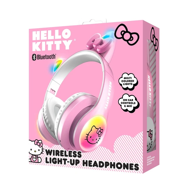 Alt view image 3 of 4 - Wireless Bluetooth Light-Up Headphones with Built-in Microphone, Foldable Design, Adjustable Headband, 8 Hours Playtime, LED Kitty Earcups, for Kids & Adults (Pink)